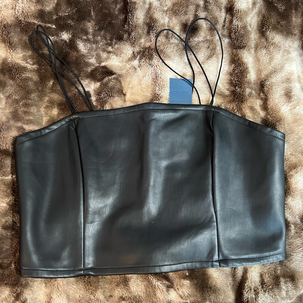 Hollister Black Leather Crop Top